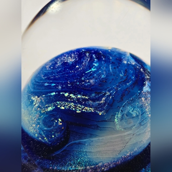 Glass Eye Studieo Blue Planet GES 13 Glass Paper Weight. - Picture 5 of 7